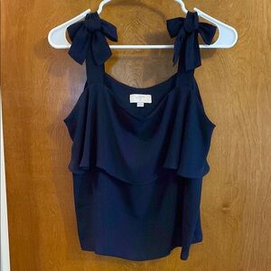 LOFT Navy Blue Top with Bow Straps